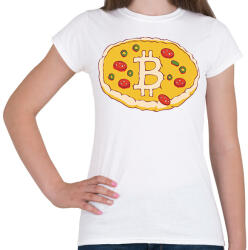 printfashion Bitcoin pizza - Női póló - Fehér (17105693)