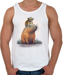 printfashion Capybara és majom - Férfi atléta - Fehér (17082689)