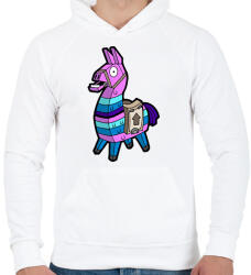 printfashion Fortnite Láma - Férfi kapucnis pulóver - Fehér (17025027)