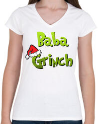 printfashion Baba grinch - Női V-nyakú póló - Fehér (16909342)