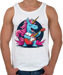 printfashion Gitáros unikornis - Férfi atléta - Fehér (17070536)