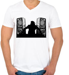 printfashion dj - Férfi V-nyakú póló - Fehér (17291577)