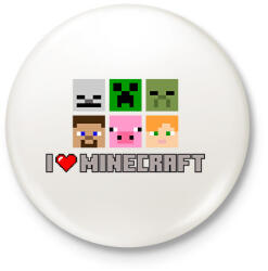 printfashion i love minecraft - Kitűző, hűtőmágnes - Fehér (17399284)