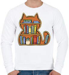 printfashion Cica könyvespolc - Férfi pulóver - Fehér (17094971)