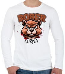 printfashion Bober kurwa - Férfi hosszú ujjú póló - Fehér (17156607)