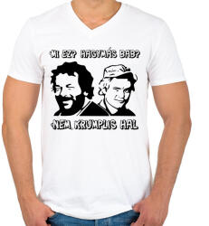 printfashion Bud Spencer és Terence Hill ( Mi ez? Hagymás bab? ) - Férfi V-nyakú póló - Fehér (16946355)