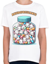 printfashion Nyuszi antidepresszáns - Gyerek póló - Fehér (17364444)
