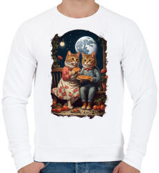 printfashion Romantikus macskák - Férfi pulóver - Fehér (17140837)