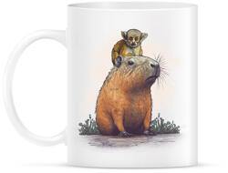 printfashion Capybara és majom - Bögre - Fehér (17084734)