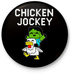 printfashion Minecraft- chicken jockey - Kitűző, hűtőmágnes - Fekete (17424133)
