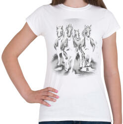 printfashion Lovas vágta - Női póló - Fehér (17107493)