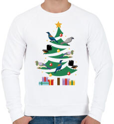 printfashion Madaras karácsonyfa - Férfi pulóver - Fehér (17002621)