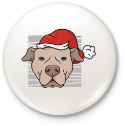 printfashion Karácsonyi pitbull - Kitűző, hűtőmágnes - Fehér (16996658)
