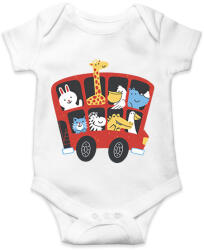 printfashion Állatok emeletes buszon - Baba Body - Fehér (17030293)