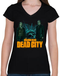printfashion Walking Dead Dead city - Női V-nyakú póló - Fekete (16893389)