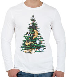 printfashion Karácsonyi macskák - Férfi hosszú ujjú póló - Fehér (17000814)