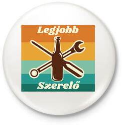 printfashion Legjobb szerelő - Kitűző, hűtőmágnes - Fehér (17059697)