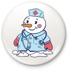 printfashion Hóember ápoló - Kitűző, hűtőmágnes - Fehér (17018730)