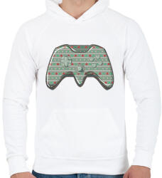 printfashion Karácsonyi kontroller - Férfi kapucnis pulóver - Fehér (16991379)