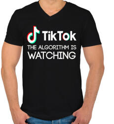 printfashion tiktok - Férfi V-nyakú póló - Fekete (17387412)