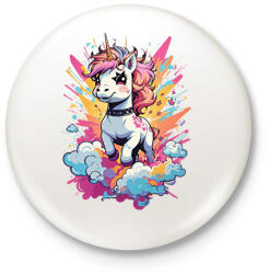 printfashion Unikornis punk - Kitűző, hűtőmágnes - Fehér (17131227)