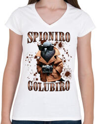 printfashion Spionero Golubiro - Női V-nyakú póló - Fehér (17438618)