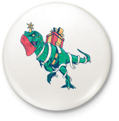 printfashion Karácsonyi T-Rex - Kitűző, hűtőmágnes - Fehér (16999399)