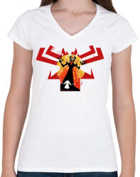 printfashion samurai jack - Női V-nyakú póló - Fehér (17400722)