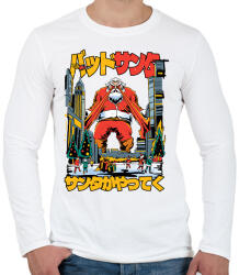 printfashion Télapó a godzilla - Férfi hosszú ujjú póló - Fehér (17015742)