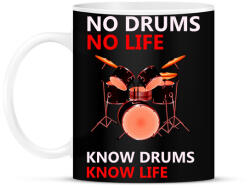 printfashion no drums no life - Bögre - Fekete (17256876)