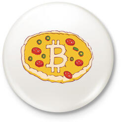 printfashion Bitcoin pizza - Kitűző, hűtőmágnes - Fehér (17106066)