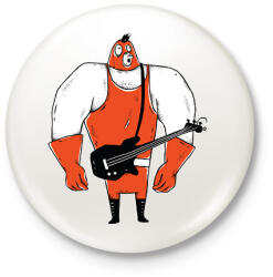 printfashion Birkozó basszusgitáros - Kitűző, hűtőmágnes - Fehér (17057406)