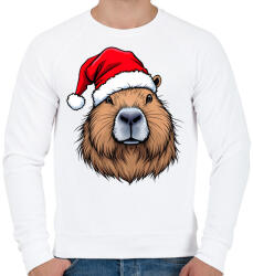 printfashion Karácsonyi capybara - Férfi pulóver - Fehér (16959421)