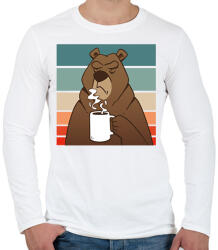 printfashion Kávézó medve - Férfi hosszú ujjú póló - Fehér (17074216)