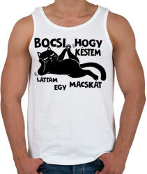 printfashion Bocsi hogy késtem láttam egy macskát - Férfi atléta - Fehér (17478264)