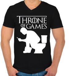 printfashion Throne of games feher - Férfi V-nyakú póló - Fekete (17475582)