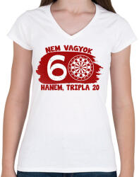 printfashion Nem vagyok 60 hanem tripla 20 - Egyedi számokkal - Női V-nyakú póló - Fehér (17210116)