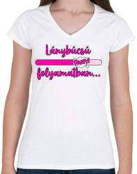 printfashion Lánybúcsú folyamatban - Női V-nyakú póló - Fehér (17473382)