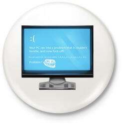 printfashion BLUE SCREEN - Kitűző, hűtőmágnes - Fehér (17255096)