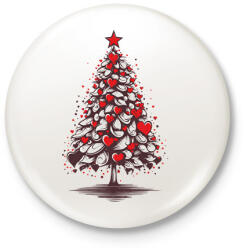 printfashion Szíves karácsonyfa - Kitűző, hűtőmágnes - Fehér (17010199)