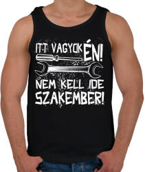 printfashion itt vagyok én nem kell ide szakember fehér - Férfi atléta - Fekete (17194749)