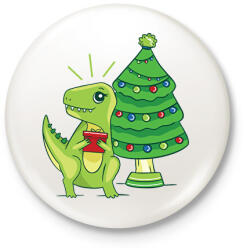 printfashion Karácsonyi dínó - Kitűző, hűtőmágnes - Fehér (17004798)