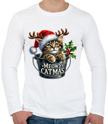 printfashion Cica vödörben - Férfi hosszú ujjú póló - Fehér (17149814)