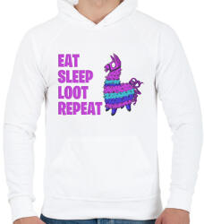 printfashion Eat Sleep Loot Repeat - Férfi kapucnis pulóver - Fehér (17379335)