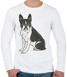 printfashion Boston terrier - Férfi hosszú ujjú póló - Fehér (17073288)