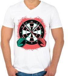 printfashion Darts - Férfi V-nyakú póló - Fehér (17170071)
