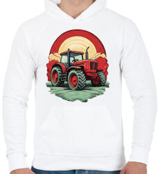 printfashion Traktor - Férfi kapucnis pulóver - Fehér (17044503)
