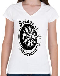 printfashion 180 Darts - Női V-nyakú póló - Fehér (17211554)