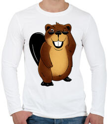 printfashion Hód - Férfi hosszú ujjú póló - Fehér (17058888)