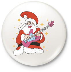 printfashion Gitáros télapó - Kitűző, hűtőmágnes - Fehér (17018728)